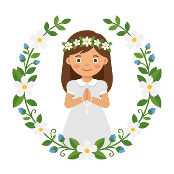 A young girl celebrates her first holy communion
