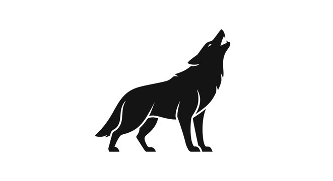 Black silhouette of a howling wolf.