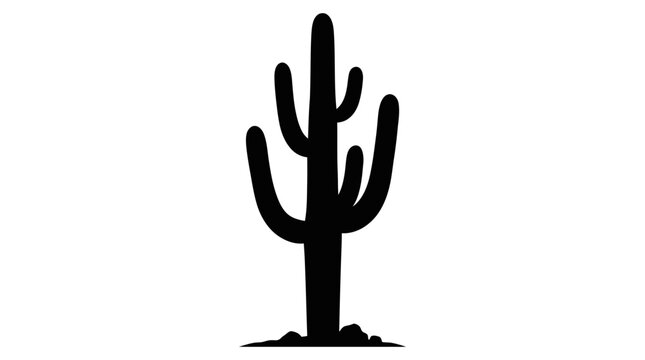 4th July, Independence day of America. Black cactus icon, desert plant symbol, vector illustration, prickly pear cactus isolated on White Background vector