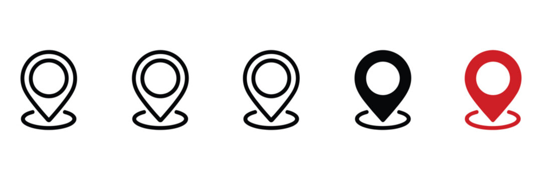 Classic location marker icon representing map pin, geolocation, navigation, and destination points for travel apps and interface design.