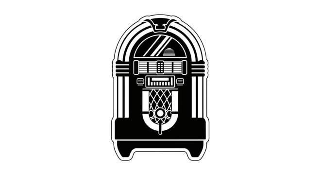 4th July, Independence day of America. Vintage jukebox, retro music player, classic chrome, black illustration isolated on White Background vector