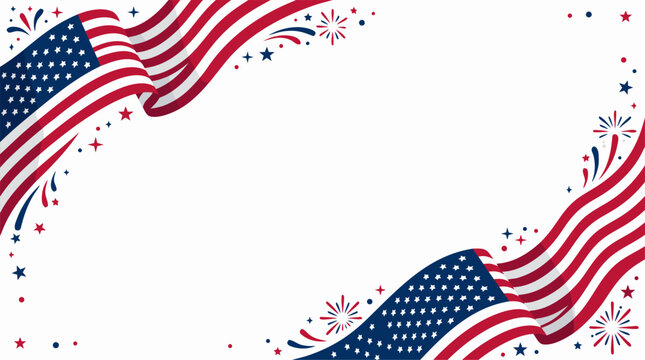 4th of July Independence Day festive border with ample copy space and waving American flag background design