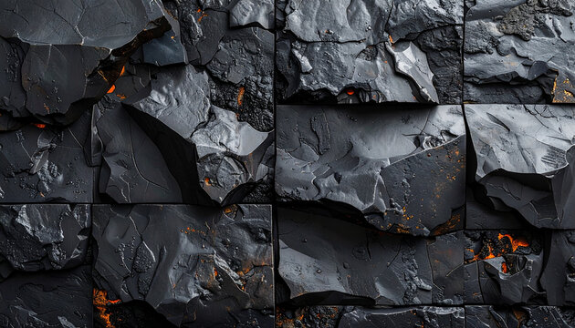 Textured black stone wall surface close up detailed structure background