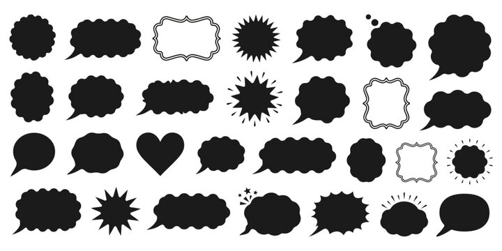 Red Fluffy Cloud Label Shapes Featuring Squishy Speech Bubbles Wavy Sticker Badges and Cute Promo Text Boxes Vector Illustration