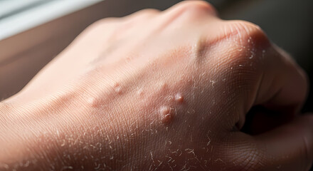Fototapeta premium Close Up Of A Hand With Small Bumps And Dry Flaky Skin