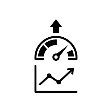Black icon of speedometer with graph.