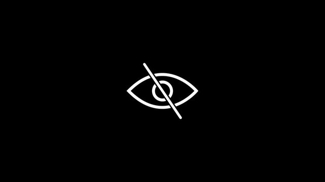 Sensitive Content Eye Icon Animation on Black Screen Background, Warning Symbol Motion Graphic, Privacy Alert, graphic content warning,