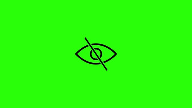Sensitive Content Eye Icon Animation on Green Screen Background, Warning Symbol Motion Graphic, Privacy Alert, graphic content warning,