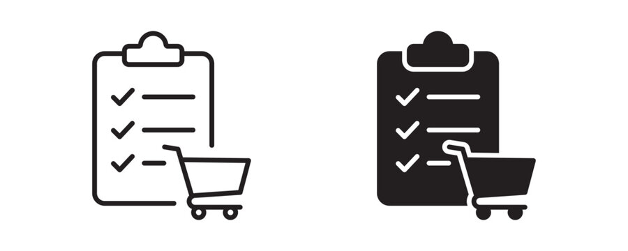 Procurement Icon Set in Outline and Solid Style, Vector Illustration
