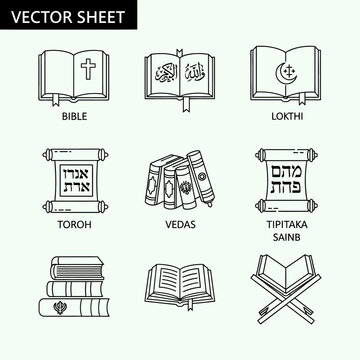 Holy books from different religions.