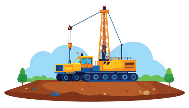 Large Yellow Construction Crane Machine.