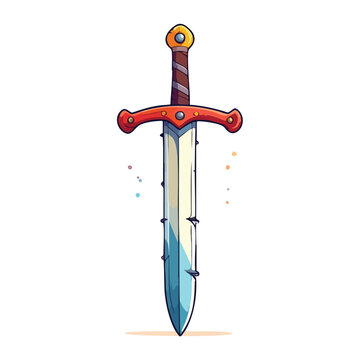 Cartoon Illustration of a Fantasy Medieval Sword.