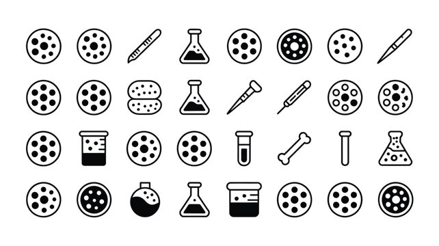 Vector collection of mechanical icons and industrial symbols isolated on white background