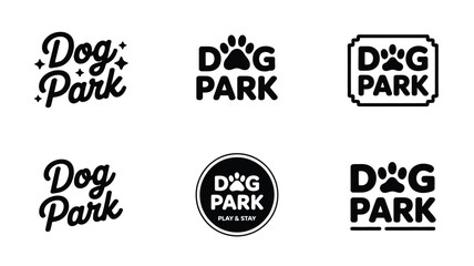 Obraz premium Dog park logo collection with creative pet branding design set