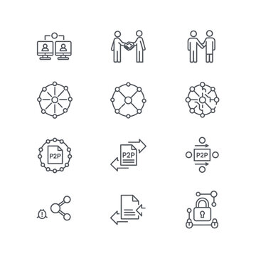 Peer to peer network icons.