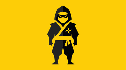A cartoon ninja character in black and yellow. © Abhinaya Project