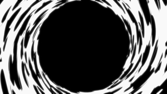 Anime style explosion spiral energy transition, cartoon animation, sword slash effect, explosion FX with slash impact hit effect, splash effect, flash explosion on black screen video