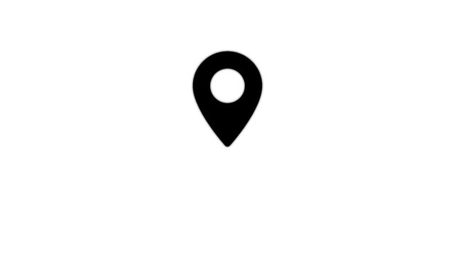 Minimalist animated map pin gps location marker symbol on white background, navigation animation