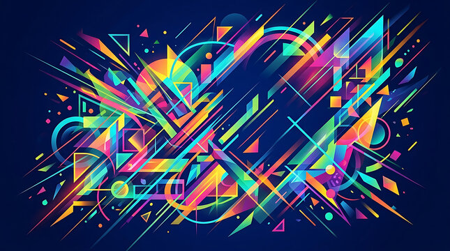 Abstract colorful geometric explosion with lights illustration