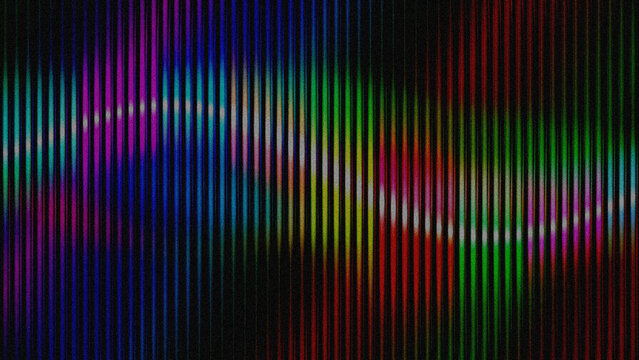 Abstract colorful vertical lines pattern with digital glitch effect on black background
