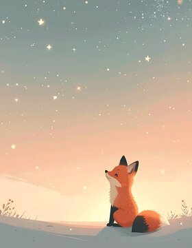キツネ　イラスト　癒し