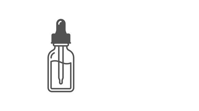 Glass dropper bottle with liquid for science and medicine