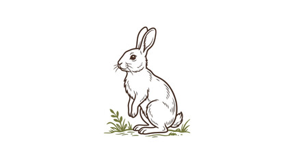 Fototapeta premium Cute hand-drawn rabbit illustration on white background