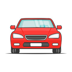 Fototapeta premium Red flat design car vector front view