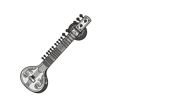 Indian stringed musical instrument illustration