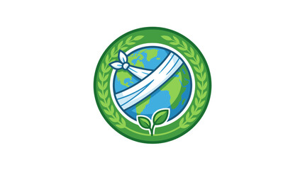 Obraz premium Planet Earth healing with green leaves and bandage, eco friendly concept, environmental protection symbol