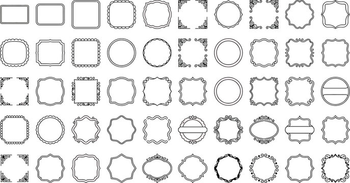 Set of decorative frames and borders for design, vector illustration