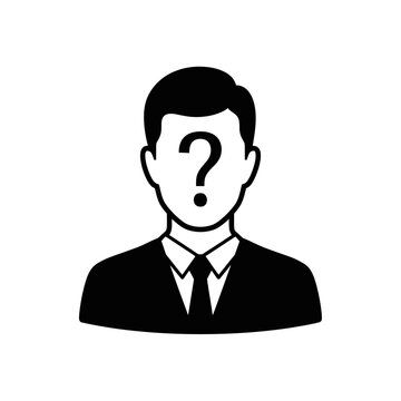 Businessman with question mark face.