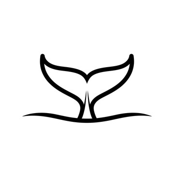 Black whale tail icon illustration.