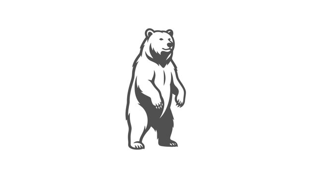 Stylized bear standing upright simple graphic