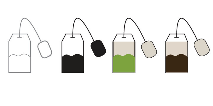 Tea bag icon set on white background . Teabag symbol. Herb tea bag packaging , vector illustration .