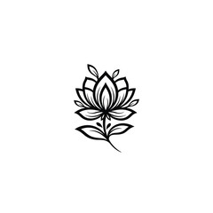 Fototapeta premium Black Lotus Flower Line Art Design.