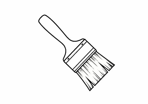 Handdrawn outline of a classic paint brush for artistic and DIY projects.