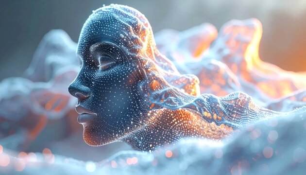 Abstract Humanoid Form Emerging from Cosmic Nebula.