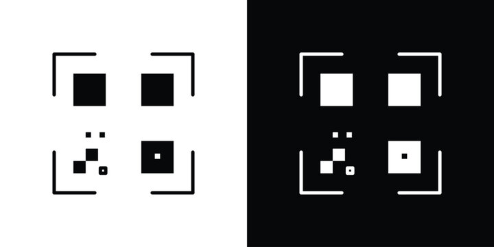 QR code icon symbols clipart flat designs