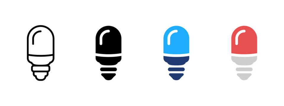 LED bulb icon. Colored lamp symbol. Electric lighting sign. Energy saving pictogram for power, illumination, technology and home light design.