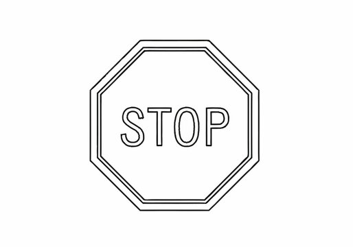 Outline Drawing of a Stop Sign for Coloring Activities.