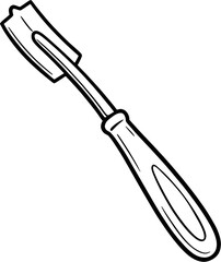 Fototapeta premium Bread lame scoring tool hand drawn black and white line art illustration