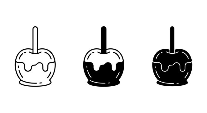 Candy Apple Icons, Toffee Apple Vector Graphics, Sweet Treat Illustrations, Fall Harvest Food Symbols