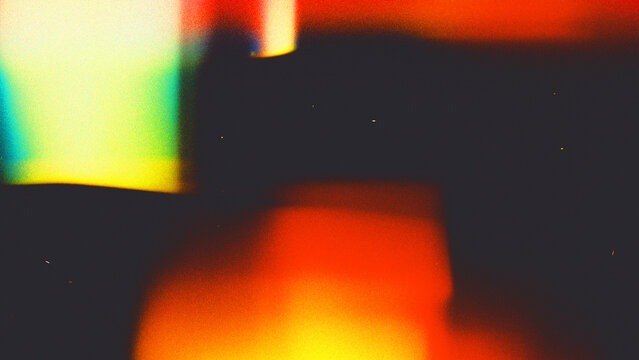 Colorful old film light leaks texture. Analog film burn. Leaked camera effect filter with bokeh, dust, grain