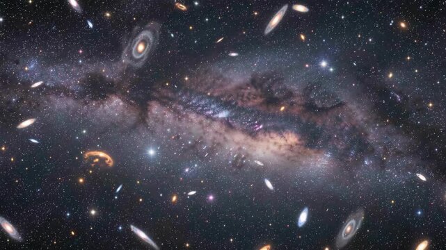 A stunning of a galaxy with stars and nebulas in space.