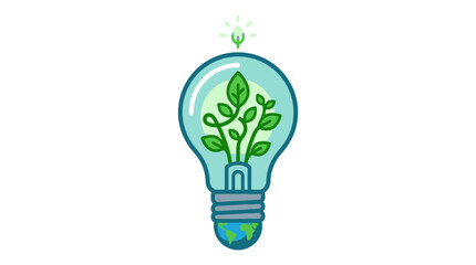 Light bulb with plant and earth, symbol of green energy and eco idea © Karim