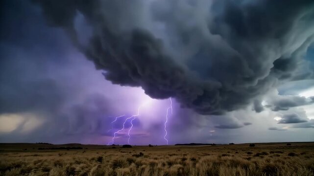 Dramatic Storm Weather Sky Cloud Nature Menacing Formations Over Desolate Dry Landscape