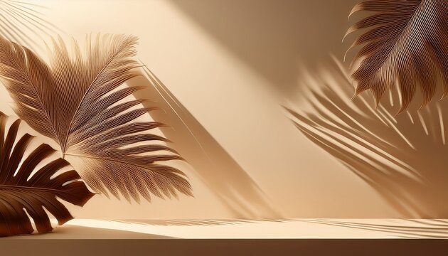 design a neutral background with shadows of tropical leaves similar to the uploaded image emphasize the tranquil and calming effect created by the simple yet beautiful play of light and shadow