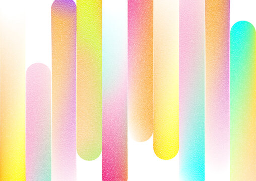 Abstract colorful pastel gradient background with vertical stripes and grain texture. Vector ribbed fractal glass design