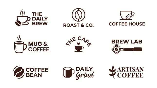 Coffee shop logos and branding.